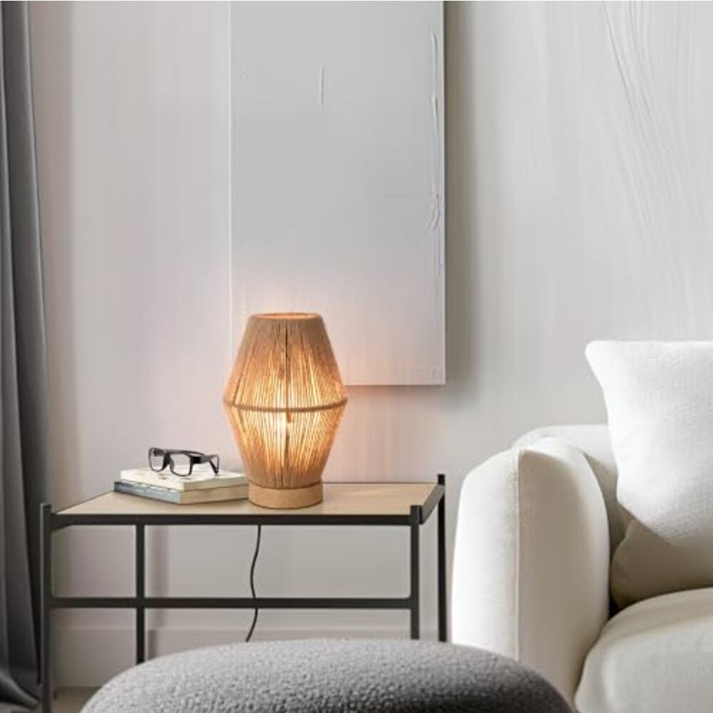 Modern and Stylish‎ Table Lamp, Metal Jute Rope 13x10